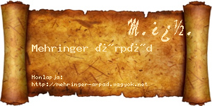 Mehringer Árpád névjegykártya